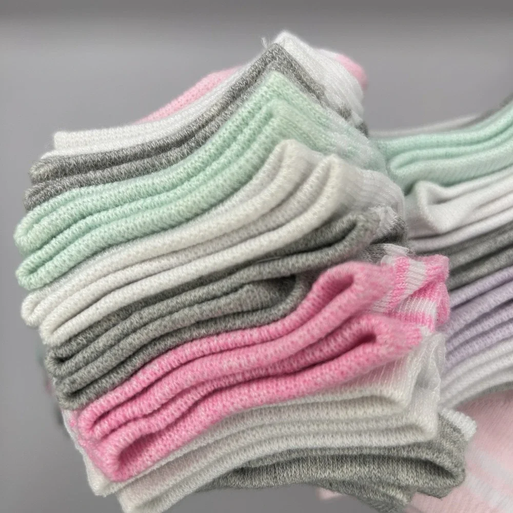 DANSKIN GIRLS 20 Pairs No Show Socks Shoe Size 4-10 Pink Gray Blue White NEW